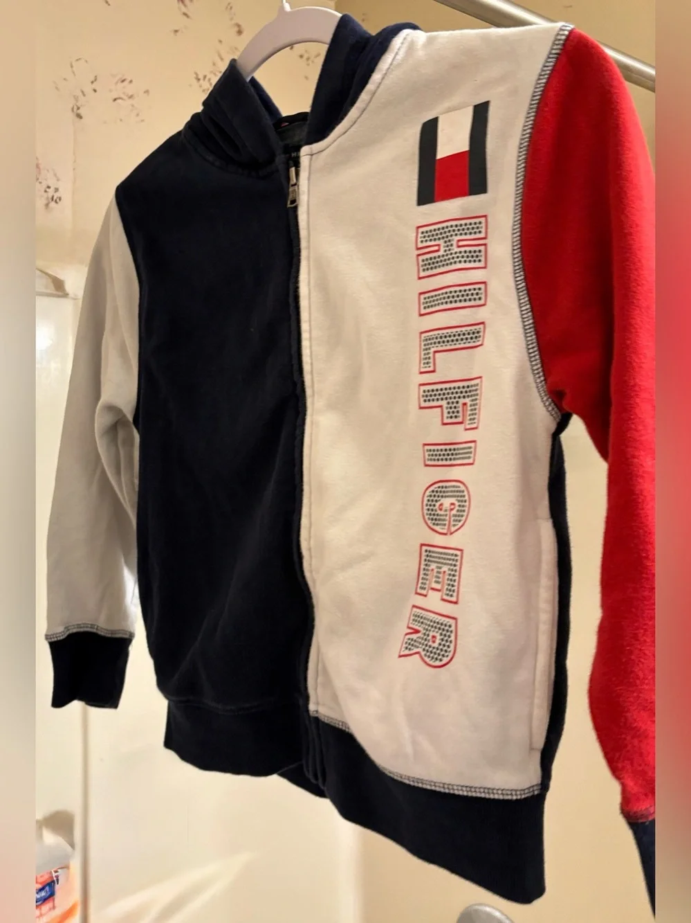 Tommy Hilfiger Kids Colorblock Navy White & Red Zip Hoodie